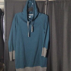 Toad & Co  Blue / Gray Hoodie Sweatshirt dress.Small  65% cotton 35% poly. Cute